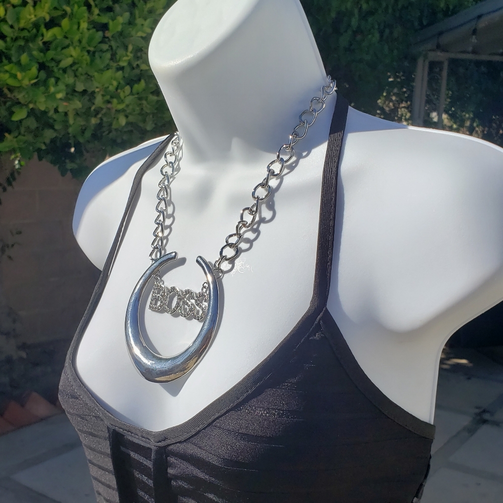 BOSS Silver Toned Necklace & Earring Set - Picture 2 of 3